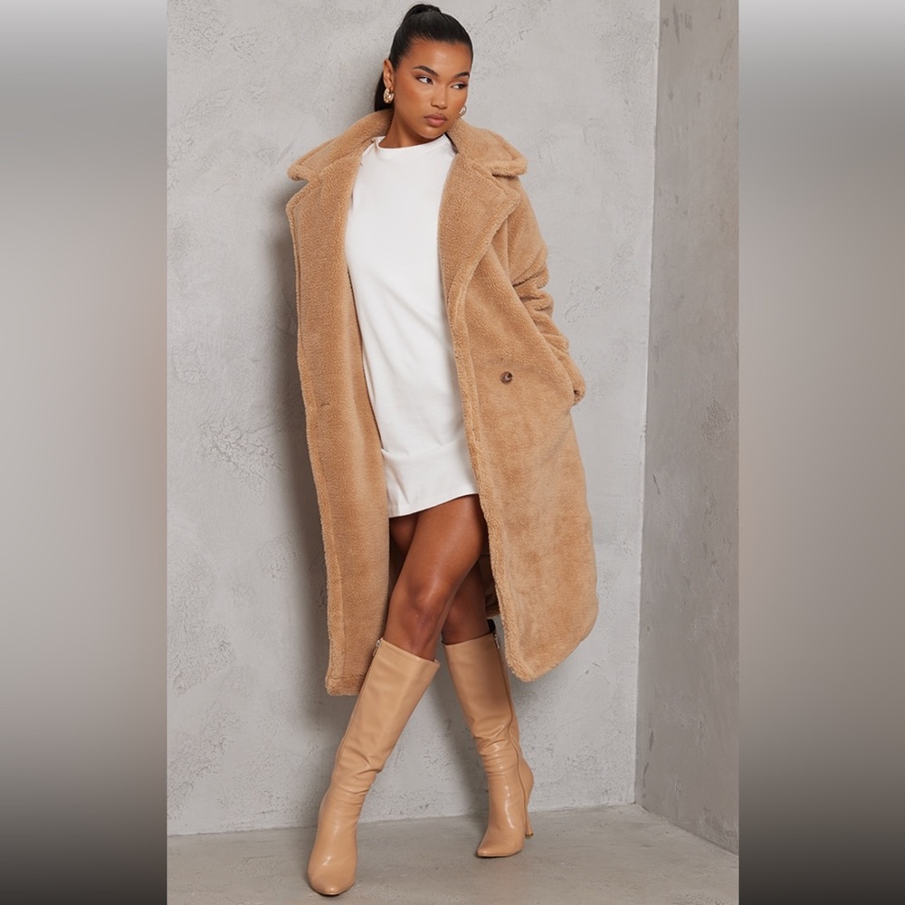 Camel Teddy Bear Borg Coat
